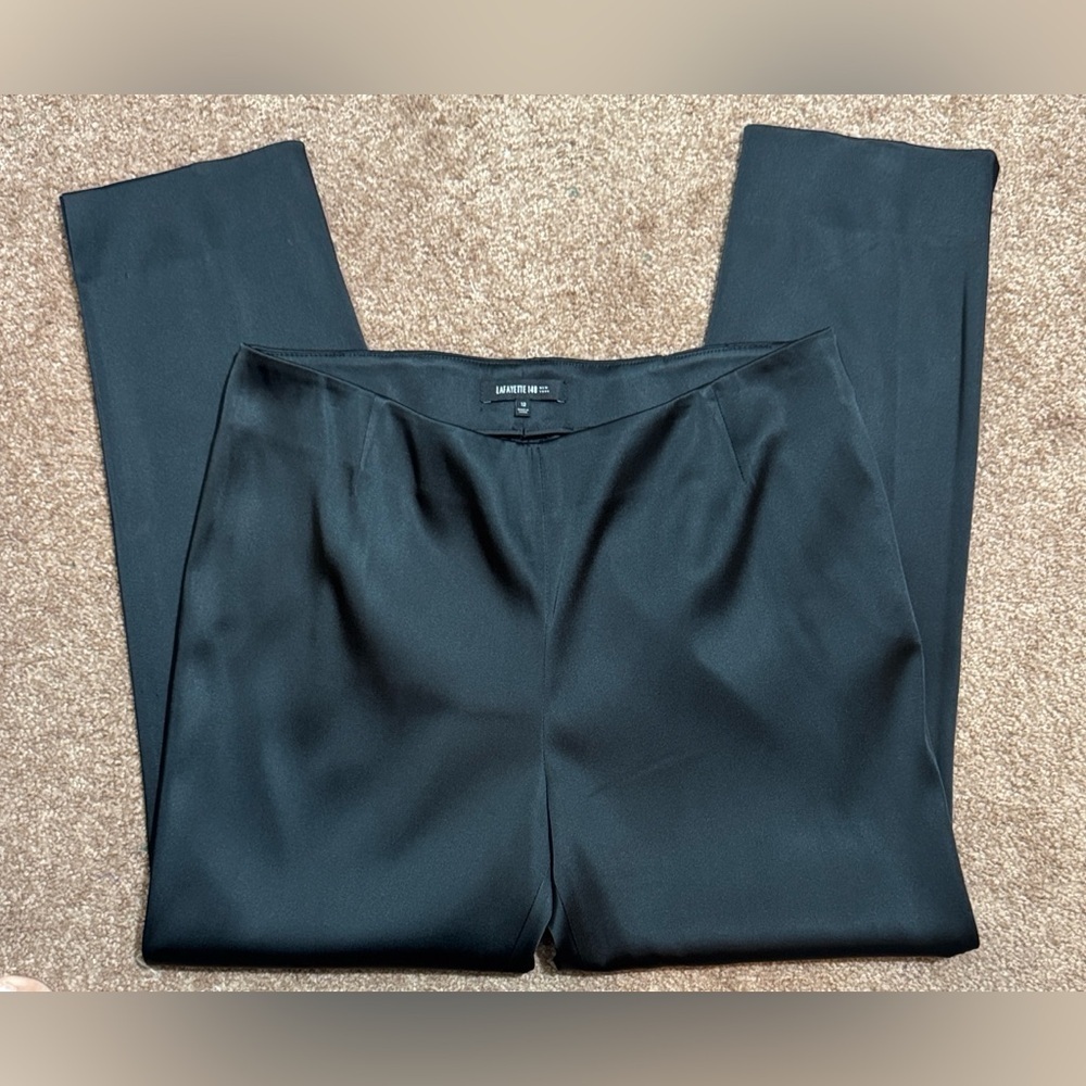 EUC Lafayette 148 NY Women's Black Dress Pants Stanton Sateen Impeccable Quality